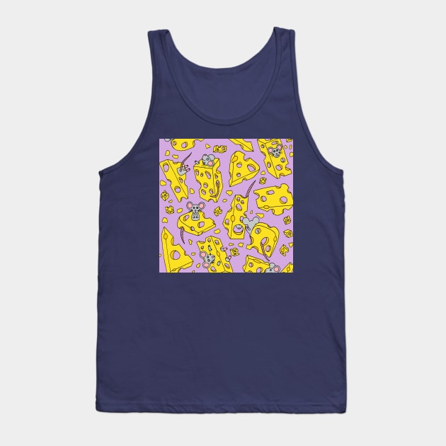 Mice and Swiss Cheese Purple Palette Tank Top by HLeslie Design